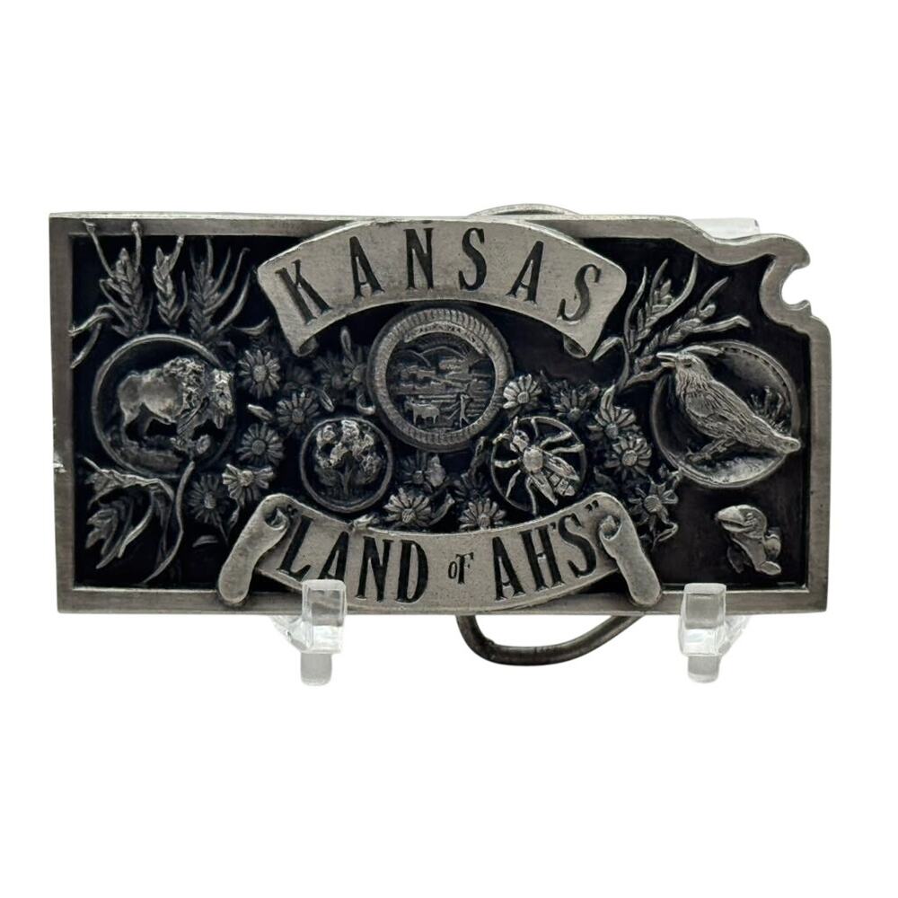 Siskiyou Buckle Co. Kansas Land of Ahs State Souvenir Belt Buckle